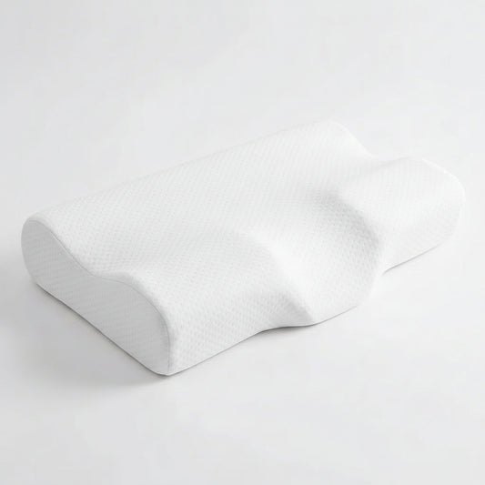 DreamAlign contour cervical pillow — white memory foam on light background